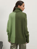 Women's Turtleneck Patchwork Sweater 2022 Autumn Winter Knitted Long Sleeve Female Pullover Casual Elegant Ladies
