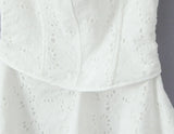 White Doily Pattern Cami Mini Dress-Outfit