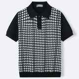 Fongt Men's Summer High-End Ice Shuang Silk Knitted Shirt Thousand Birds Gei Business Polo Shirt