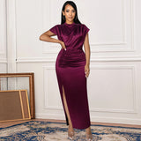 Fongt Dress Solid Dress High-Waist Temperament Commuter Red Composition Dress Long Dresses