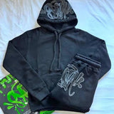 Fongt Swie Swie Swie Two-Sleeve Y2k Embroidered Super Dalian Hoodie Sweatpants Set