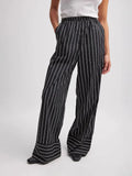 Fongt Eastern Women's OL Elegant Wind Button Striped Broad Leg Trousers Set Commuting 2025 New