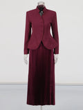 Temperament Elegant Style Suit 2025 New Collar Embroidered High-Rise High-Rise 100-Folded Skirt