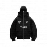 Fongt New Hot Double-Headed Zipper POK GHB Print Niche Design New Ninja Coat