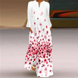 V-neck Long Sleeve Ankle-Length Vintage