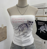 Fongt Diamond Tector Tset Coat Outside Wearing Bra Mat Babes Wrapped Bra Short Open Umbilly Printed Vest 8031