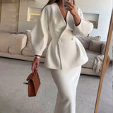 Fongt Women's Fashion Fashion Solid Color Button Bubble Sleeve Skirt Dress Set In Autumn 2025