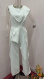 Fongt Summer New Round Collar Solid Color Irregular Sleeveless High Waist Casual One-Piece Pants-Outfit