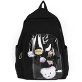 Transparent Backpacks Women Casual Simple Students Preppy Sweet Backpack Girls All-match Travel Bags Side Pockets Chic