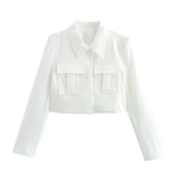 Fongt 2025 New Women's Double Pocket Coat Top + Pants Suit