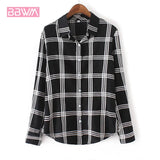 Sweet Plaid Single-Breasted Long Sleeve Korean Slim Office Professional Women's Shirt Harajuku Summer Wild Chic Female