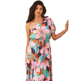 Fongt Women's Clothing New Spring And Summer Slant Shoulder Holiday Wind And Flowers High-End Dress Dress Women's Skirt