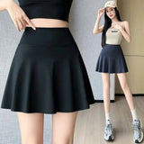 Fongt Skirts Summer Thin Women Wear Anti-Light Retling Abdominal Hip College Hips Yoga Skirt High Waist Half Skirt