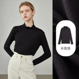 Women Pile Collar Solid Bottoming Shirt White Office Temperament Undershirt Women Winter Commuter Sweater