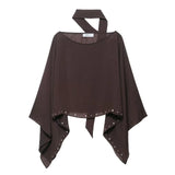 Fongt Women's Clothing Explosion Fashion Casual Round Collar Rivet Scarf Cape Top