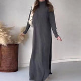 Fongt Solid-Color High-Collar Side Open-Fork Knitted Trousers Set In Autumn 2025