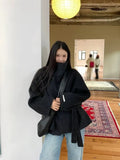 Fongt Autumn And Winter New Women's Commuting Collar Button Belt Belt Coat Woman