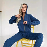 Fongt Autumn And Winter Plus Velvet Long-Sleeved Hooded Long-Sleeved Lady's Trousers Set