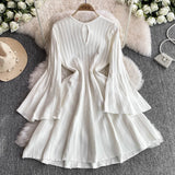 Fongt High-End Knitted Dress Women Autumn And Winter Royal Sister Temperament Dating Short Skirt French Waist Sweater Skirt
