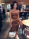 neon satin lace up women long midi dress bodycon backless elegant party sexy club clothes 2021 summer dinner