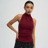 Fongt Women's Clothing 2025 Summer New Solid Color Bare Back Sexy Hanging Neck Vest T-Shirt Top