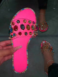 Sandals 2021 Women Shoes Rhinestones Chains Thong Gladiator Flat Sandals Crystal Chaussure Plus Size 42 tenis
