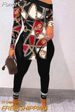 Collar Pullover Top Slim Fit Pants Suit Elegant Women Printed Long Sleeve Pant Suit Female Streetwear Vintage Two Piece