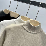 Thicken Turtleneck Bottomed Sweaters Women's Oversized 4xl Plus Velvet Warm Knit Pullover Khaki/white Slim Sweater
