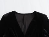 New Open-Ended Design Velvet Long-Sleeved Flute Dress 6962224800-Outfit