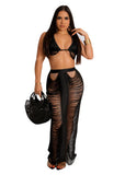 Fongt New Women's Casual Sexy Tassel Strapless Beach Dress Suit-Outfit