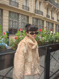 Fongt Autumn And Winter New Temperament Collar Short-Term Warm Long-Sleeved Fur Coat Woman