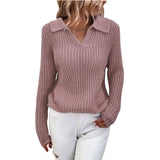 Fongt 2025 New Sweater Collar Collar Knitted Sweater Female