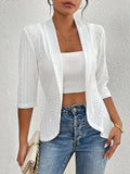 Fongt Ladies Elegant Hollow Open Fables Solid Half-Sleeve Eye Embroidery Fashion Jacket