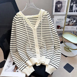 Hooded Casual Knitted Sweater Women's 2024 Spring And Autumn New Korean Version Loose Fashion Cardigan Jacket-Outfit