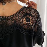 Crochet Embroidery Lace Blouses Women Autumn Sexy Lace Stitching White Shirts Vintage Elegant Ladies Tops Blusas