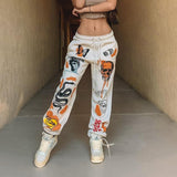 Fongt Women's Clothing 2025 Women's New Trousers Skeleton Element Trend Printing Plus Velvet High-Waisted Casual Pants