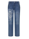 Vintage Washed Heart Print Jeans-Outfit