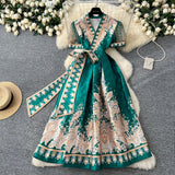 Fongt Retro Style Printed Dress Women's Summer Strap High Sense Design Light Luxury Temperament Chic Dress