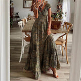 Fongt 2023 New Dress Waist Floral Print Dress-Outfit
