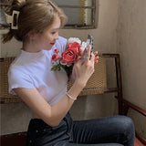 Sleeve T-shirts Women Design Solid Daily Summer Cropped Female Tops Backless Sexy Ladies Clothes Cozy College Basic