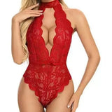 Women's Hanging Neck Tie With Sexy Bare Back Lace Conent Seduction Lingerie