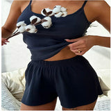 Fongt Sales Lady Home Clothes Solid Color Sling Shorts Casual Casual Ribs Pajamas