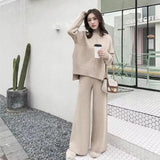 Fongt Knitted Broad Leg Trousers Set Two Sets Of Women's Autumn And Winter 2025 New Cashmere Sweater Broad Leg Pants Trousers Qi Set