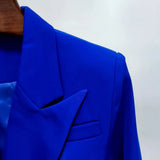 QUALITY Classic Ladies Career Jacket Slim Fitting Double Breasted Lapel Blazer Royal Blue
