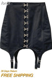 Spring New Multi-Button Irregular Black High Waist Mini Length Skirt Korean Fashion Garter Style Tight Patchwork