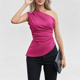 Fongt Women's Summer Sloping Shoulder Sling Vest Female Elegant Chic Repair Hottie Sleeveless Top