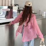 Fongt Silk Cardigan Small Loose Thin Long Sleeve Sunscreen Shirt Women's Summer Design Sense Back Open Fork Shirt