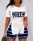 Size Women's Wear Spring And Summer 2023 New Leisure Printed Short-Sleeved Shorts Two Sets-Outfit