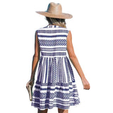 Fongt Temu Spring And Summer New Printed Vest V-Neck Mid-Change Dress