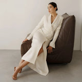 Fongt 2025 New Women's Clothing Solid Color Long-Sleeved Button Coat Suit Dress Women